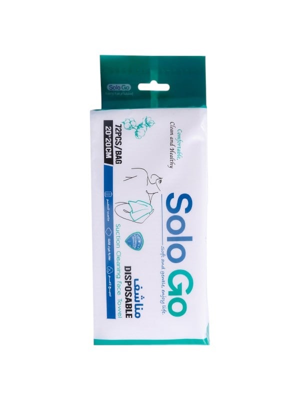 Solo Go Disposable Towels Soft Absorbent Single-Use 72 Pieces, 20 x 20 cm