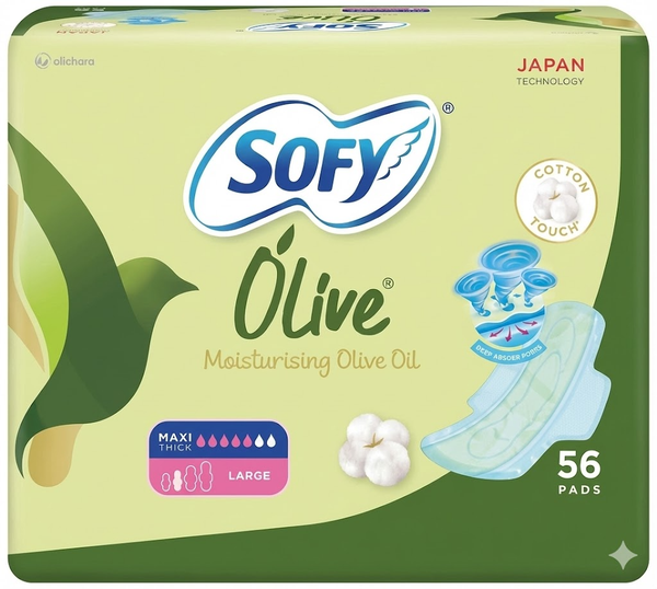 Sofy Olive Oil Maxi Large Pads With Wings 56 Pieces