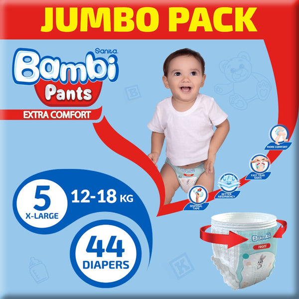 Bambi Pants Training Pants Stretch Waistband Size 5 Jumbo Pack, 44 Count