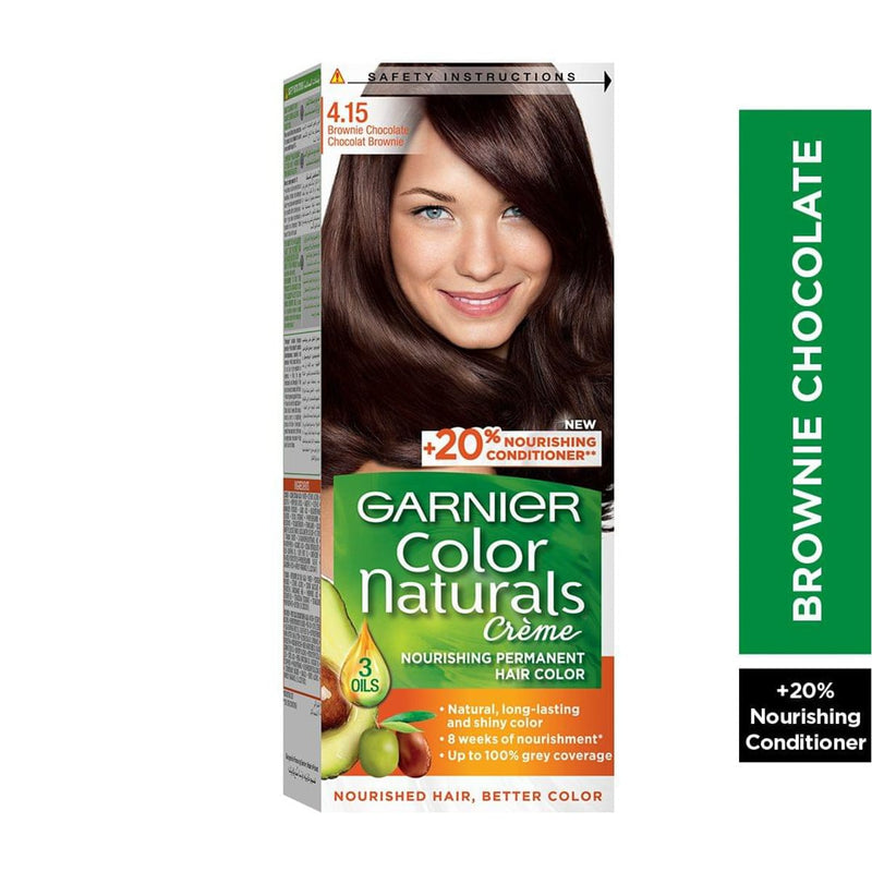 Garnier Hair Color Naturals 4.15 Brownie Chocolate Permanent Hair Color with Olive, Avocado Oils and Shea Butter