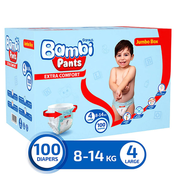 Bambi Pants Baby Nappy Pants Size 4 Large 100 Pack