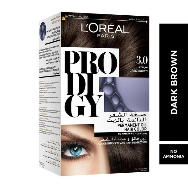 L'Oreal Paris Prodigy Hair Color Permanent Cream Micro-Oil 3.0 Kohl Dark Brown