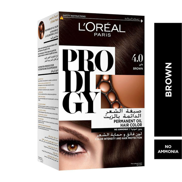 L'Oreal Paris Prodigy Permanent Hair Color 4.0 Brown Ammonia-Free Kit