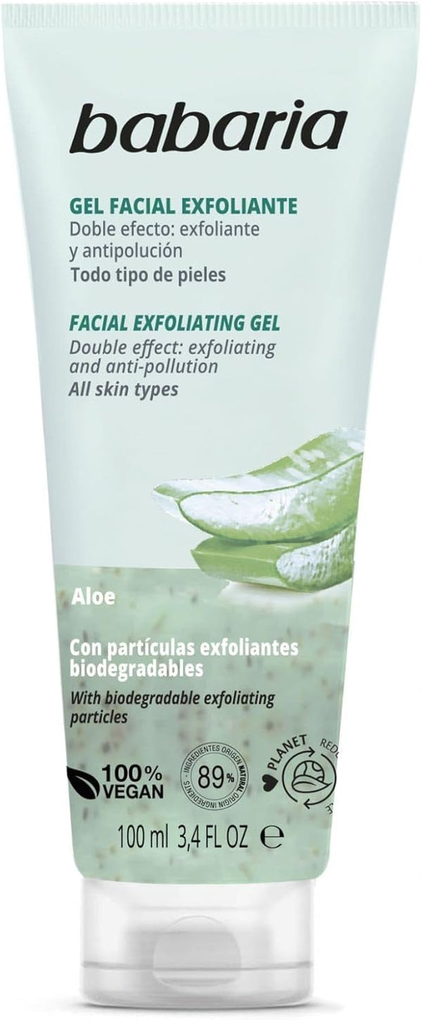Babaria Facial Exfoliating Gel Scrub for Face with Glycolic Acid, 100 ml