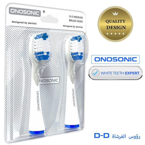Onosonic D-D Electric Toothbrush Replacement Brush Heads Ultra-Soft Nylon Bristles 2 Pieces Adult