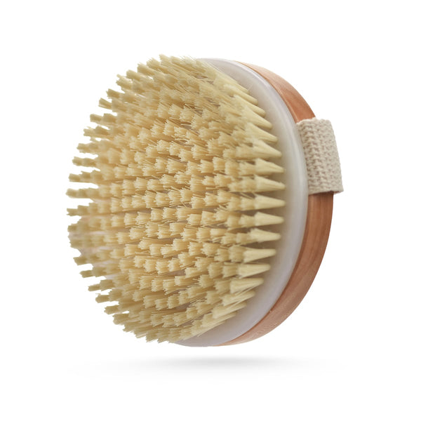 Mella Round Dry Body Brush Bamboo Exfoliating Massage Brush