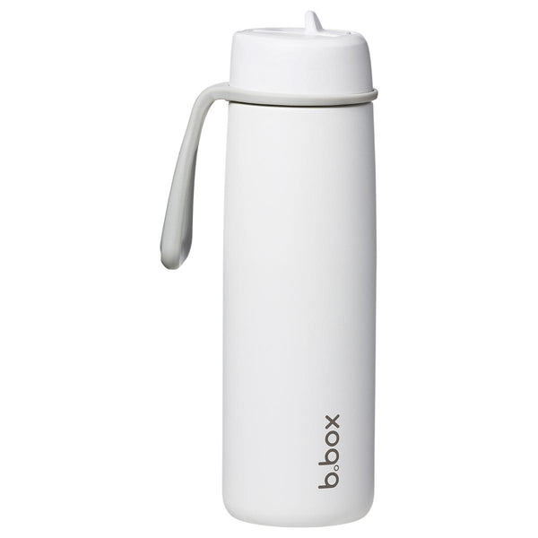 b.box Insulated Drink Bottle Stainless Steel Flip-Top Straw White 690 ml