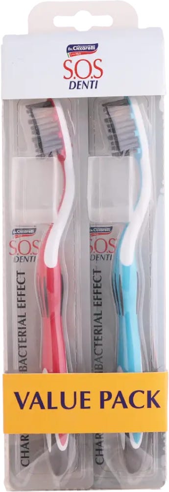 SOS Denti Charcoal Extra Soft Toothbrushes 1+1 Ultra S