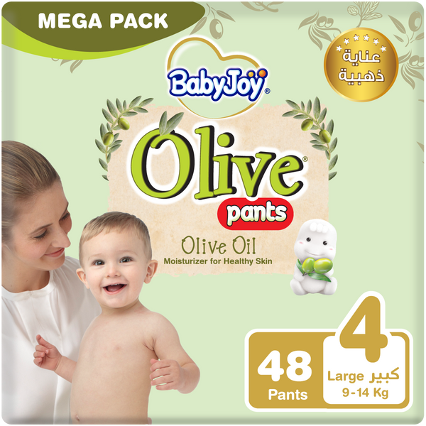 BabyJoy Olive Pants Baby Diapers Size 4, 9-14 kg, 48 Pants