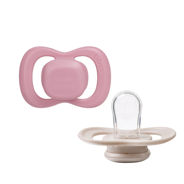 b.box Pacifier Twin Pack Symmetrical Silicone Teat Berry Blush