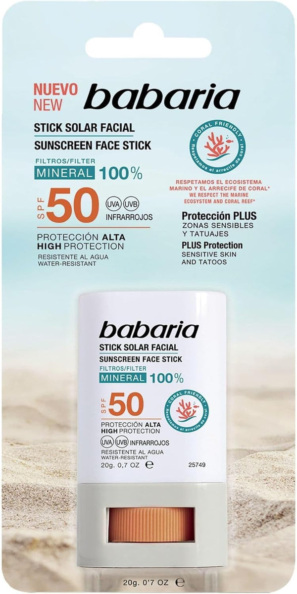 Babaria Sunscreen Face Stick SPF 50 Mineral Formula 20 g
