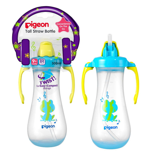 Pigeon Tall Straw Water Bottle, Blue, Large Capacity, Leak-Proof, BPA-Free