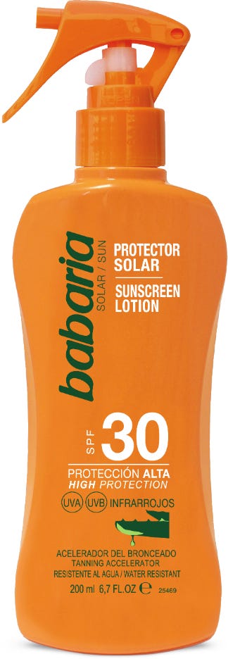 Babaria Aloe Vera Sunscreen Spray Lotion SPF 30, 200ml