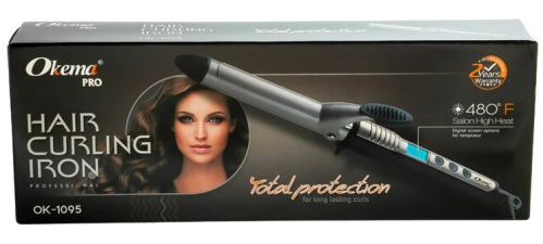Okema OK1095 Hair Curling Iron 25 mm, Quick-Heating Curling Wand