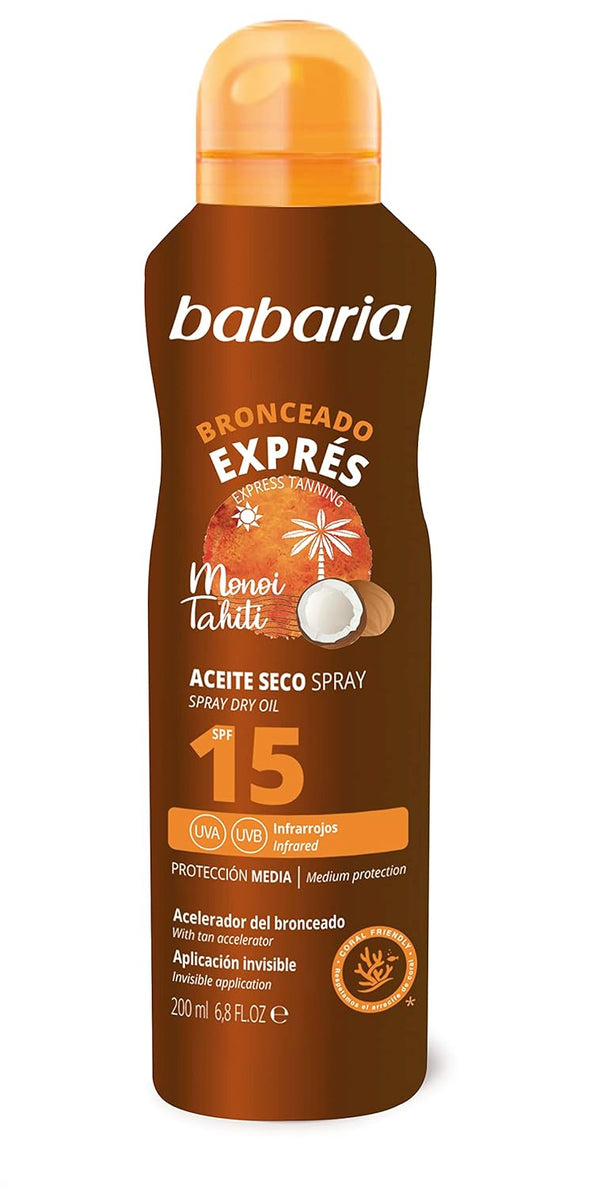 Babaria Spray Dry Tanning Oil SPF 15 Sun Protection Spray 200 ml