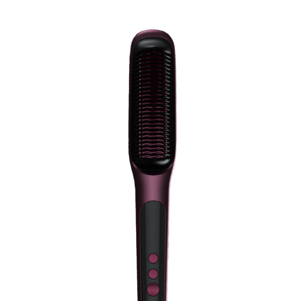 United Professional UN-208 Electric Hair Straightener Brush, Negative Ion Technology, Burgundy, 30W
