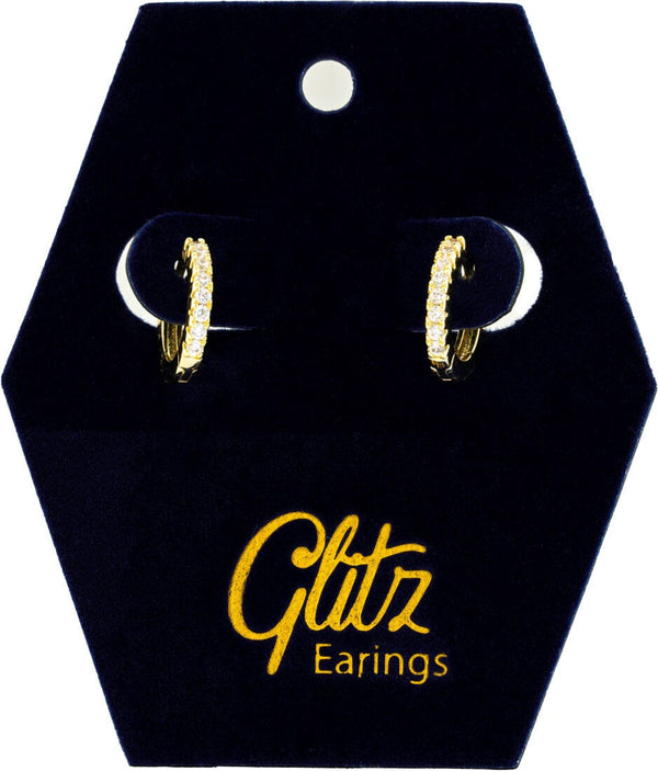 Glitz Diamond Circle Earrings, Zircon Stainless Steel Pair with Back Closures