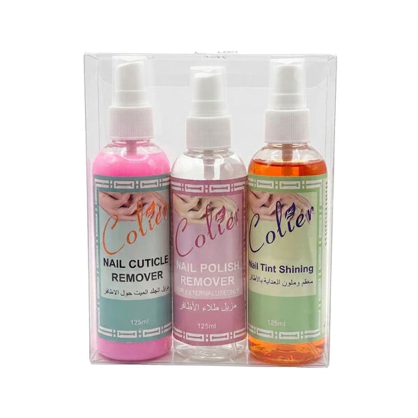 Colier Pedicure Nail Care Kit Cuticle Remover, Polish Remover and Sanitizer 125ml x 3