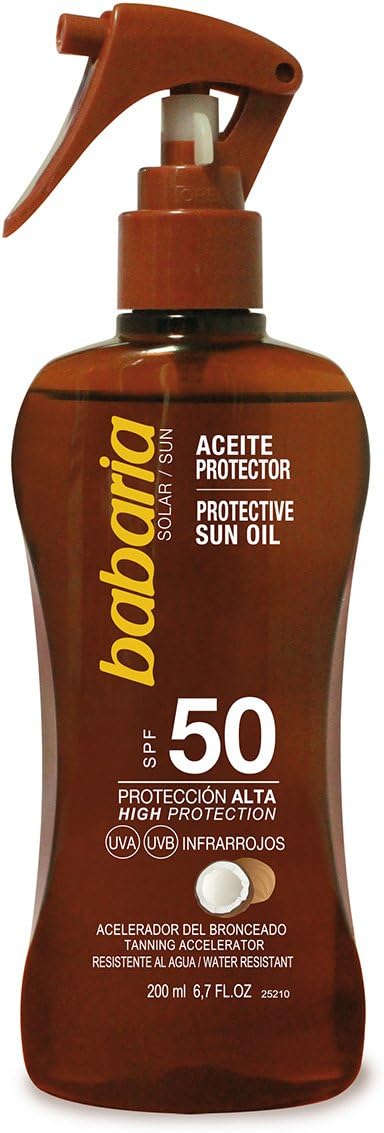 Babaria Coconut Protective Sun Oil SPF 50 UVA UVB Protection 200ml