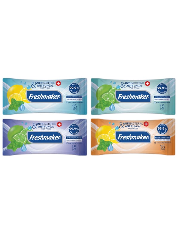 Fresh Maker Wet Wipes Pocket Pack Antibacterial Antifungal 15 Count