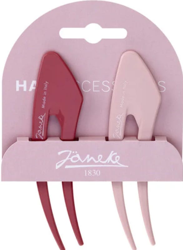 Super Brush Hair Clips Small Pink and Dark Red 2 Pieces