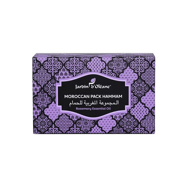 Jardin d' Oleane Moroccan Hammam Bath Set with Rosemary Oil and Green Clay Mask
