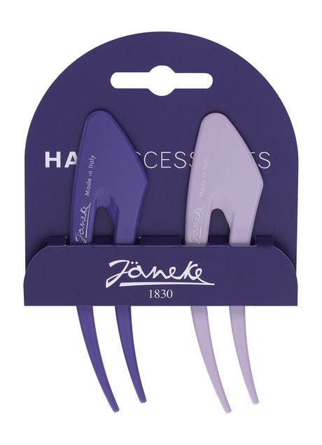 Super Brush Hair Clips Smooth-Edge Styling Clips Violet, 2 Pieces