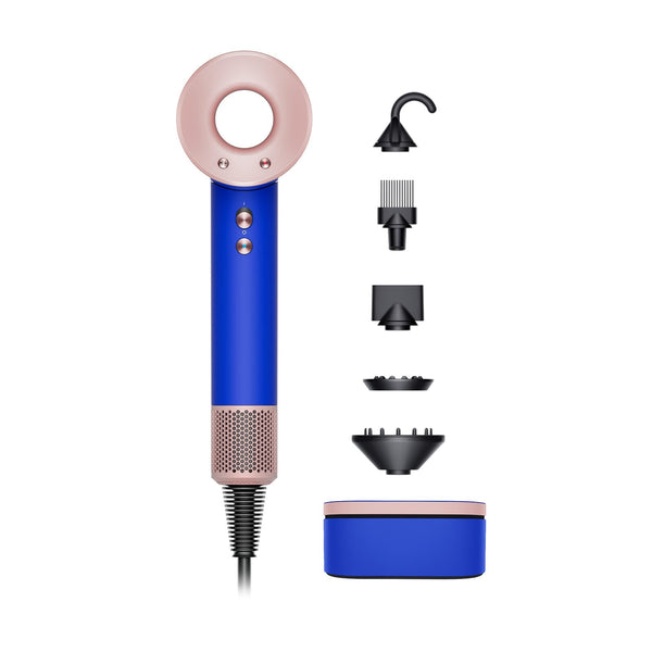 Dyson Supersonic Blue Blush Cordless Hair Dryer with Heat Control and Styling Attachments