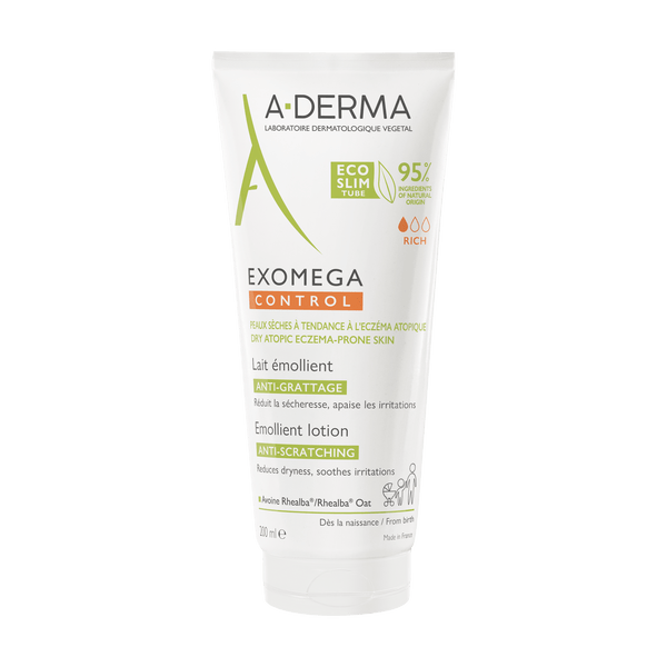A-Derma Exomega Control Emollient Milk Lotion for Dry Skin, 200 ml