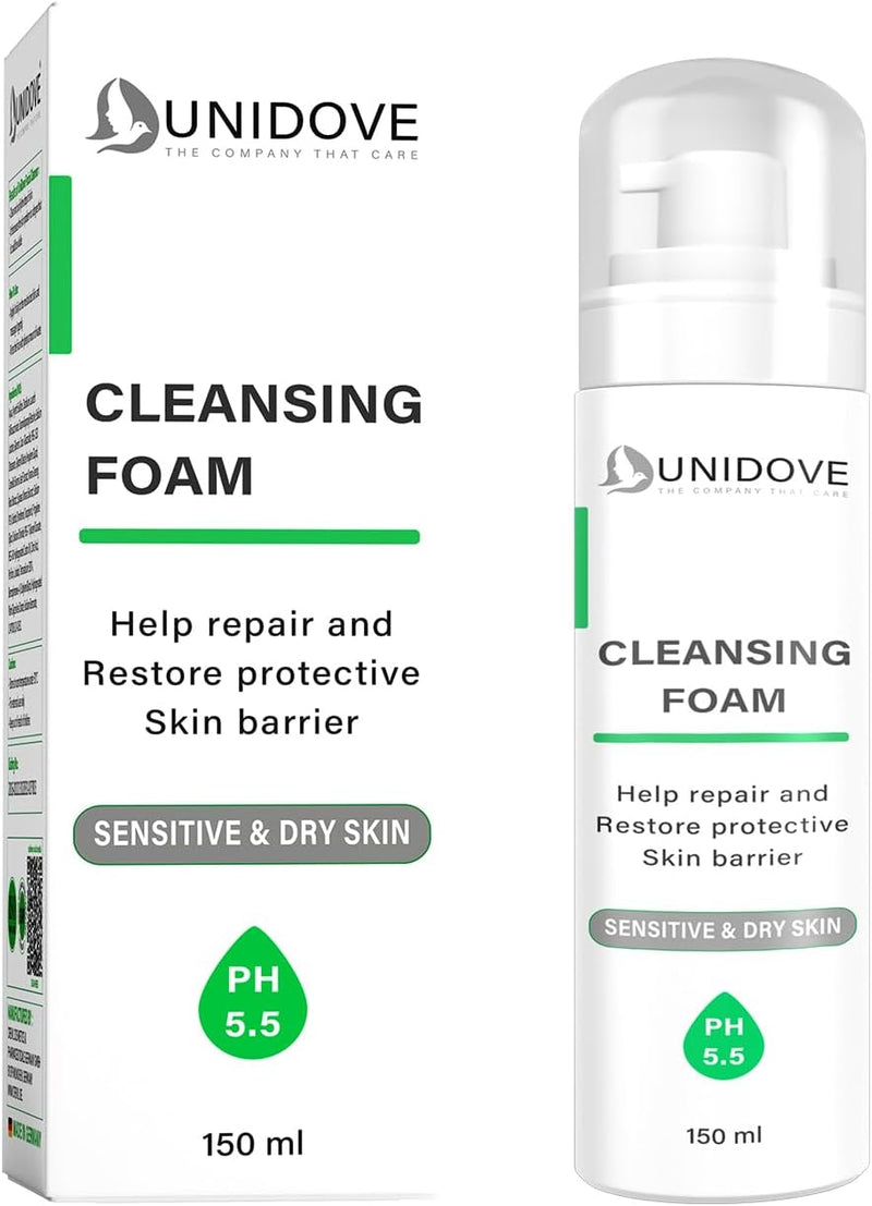 UniDove Foaming Face Wash Gentle Cleanser Hydrating Formula Sensitive Dry Skin 150ml