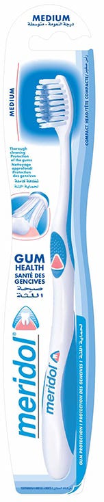Meridol Medium Toothbrush Soft Rounded Bristles Ergonomic Handle