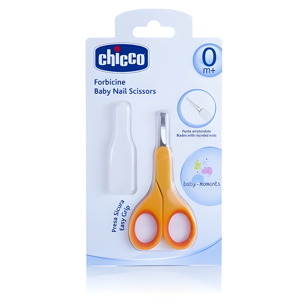 Chicco Baby Nail Scissors Stainless Steel Rounded Tips Orange