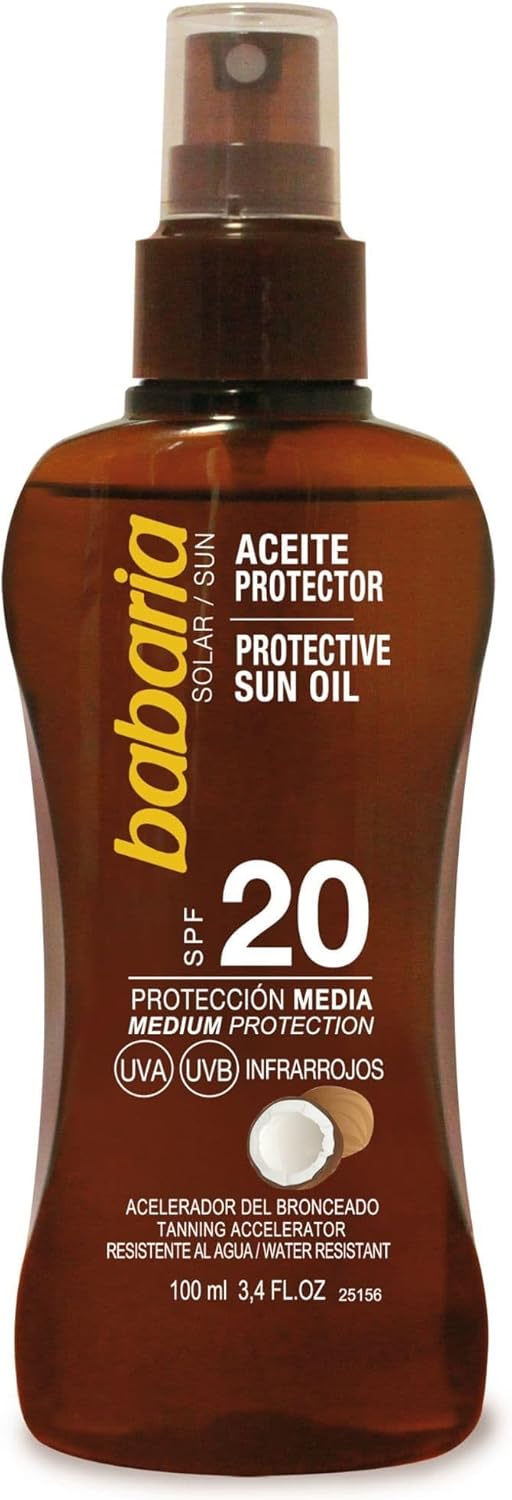 Babaria Coconut Protective Sun Oil SPF 20, Medium UVA/UVB Protection, 100ml