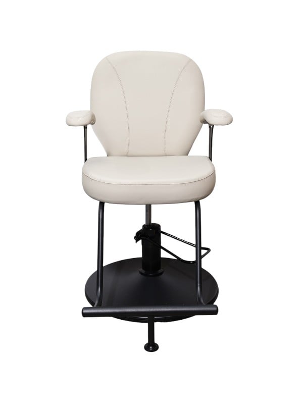 Salon System G20A72 Beige Salon Chair, Padded Hair Cutting Chair with Armrests and Metal Base