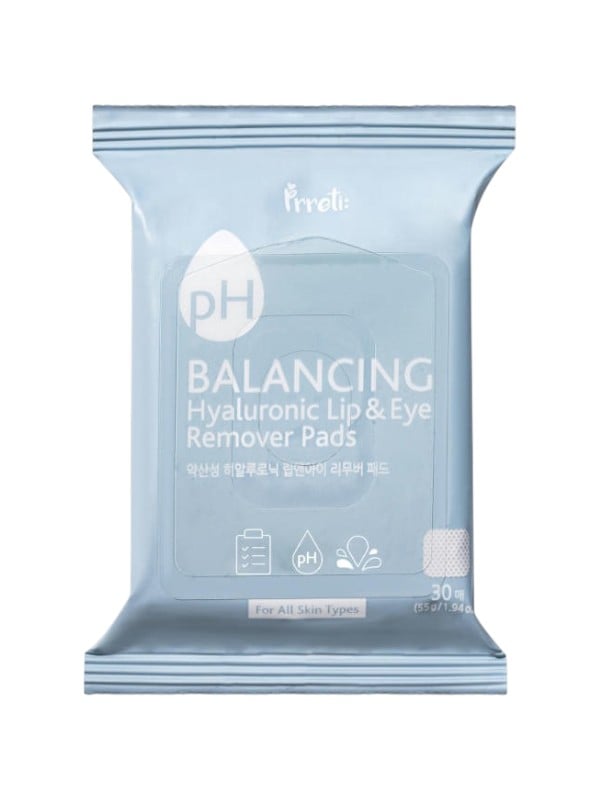 Pretti by X Rose Hyaluronic Lip & Eye Makeup Remover Pads pH-Balanced 30 Pads