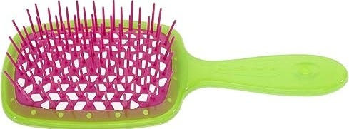 Janeke Superbrush Small Vented Hair Styling Brush Nylon Bristles Green Bicolor
