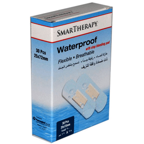 Smartherapy Waterproof PU Plasters with Stop Bleeding Pad, 30 Pieces