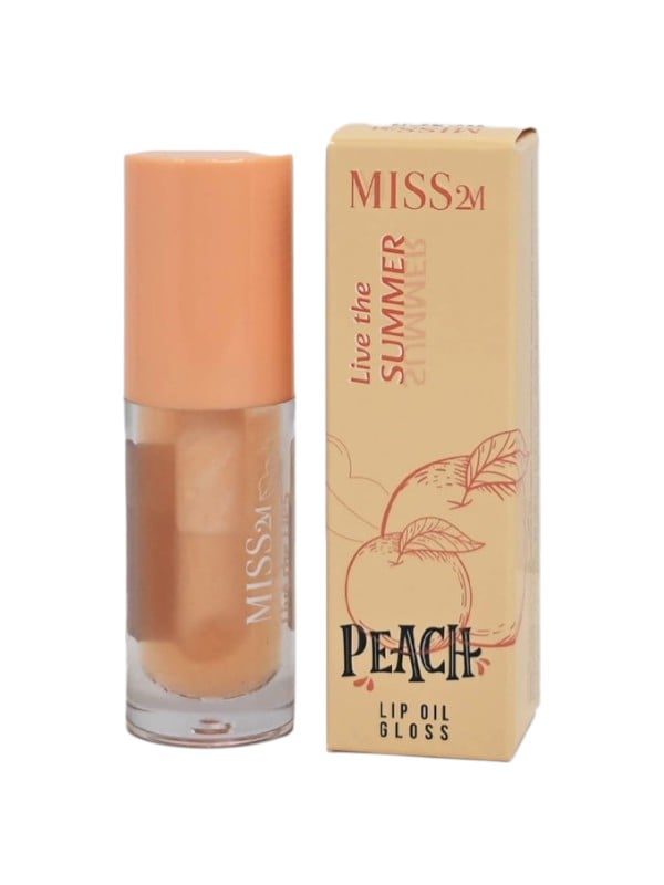 Miss 2M Peach Lip Oil Natural Shine Vitamin E Jojoba Oil Shade 02 4ml