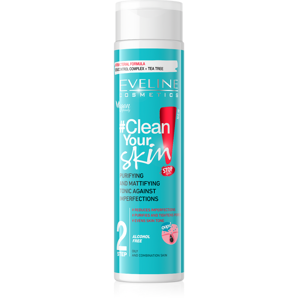 Eveline Clean Your Skin Purifying Mattifying Facial Toner for Oily and Combination Skin