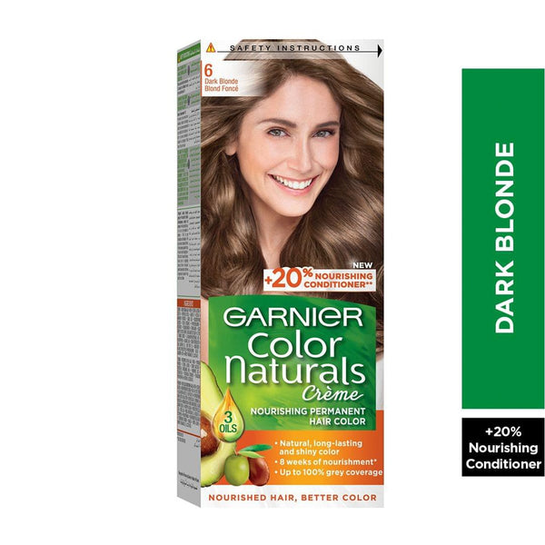 Garnier Hair Color Naturals 6 Dark Blonde Permanent Hair Color Triple Oil Formula 110 ml
