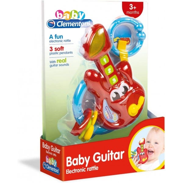 Clementoni Electronic Guitar Baby Rattle Teething Toy, Blue