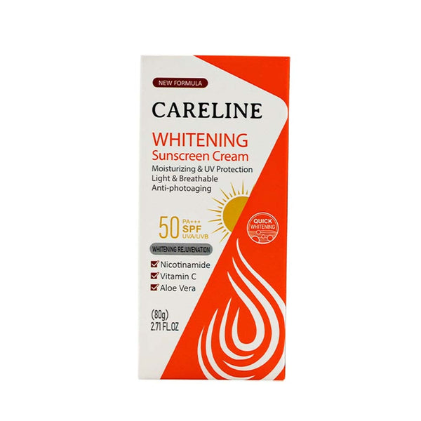 Careline Brightening Cream SPF 50+ Sunscreen, Moisturizing Waterproof Face Cream, 80 g