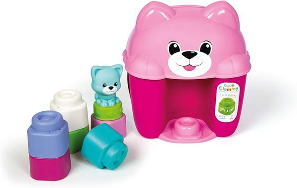 Clementoni Secchiello Cat & Kitty Soft Building Blocks Toy Bucket, 6 Pieces, 6 Months+