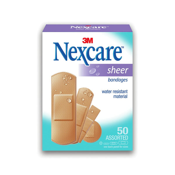 Nexcare 658 Sheer Water-Resistant Bandages Assorted Sizes 50 Pieces