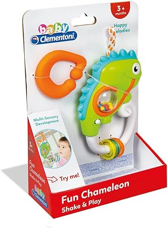 Clementoni Electronic Chameleon Rattle Interactive Baby Toy with Lights and Melodies