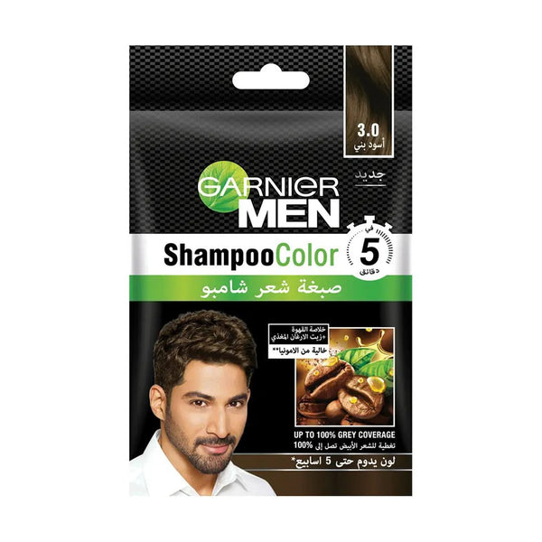 Garnier Men Shampoo Color 3.0 Black Brown Coffee Extract Argan Oil