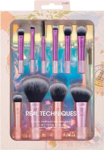 Real Techniques Travel Fantasy Mini Makeup Brush Kit 04285, Foundation, Eyeshadow and Contour Brushes