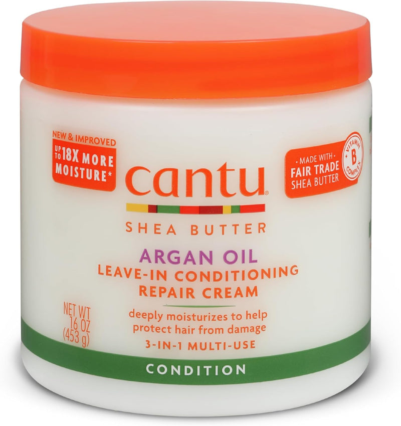 Cantu Argan Oil Leave-In Conditioner Cream, Moisturizing Hair Treatment, 453 g
