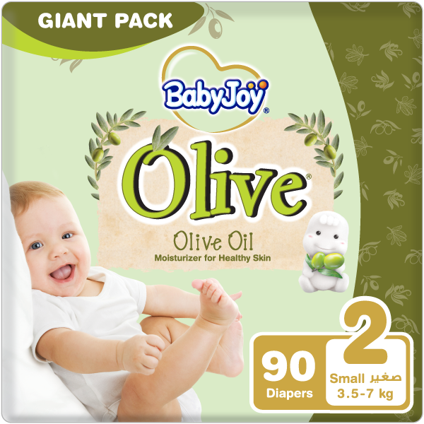 Baby Joy Olive Baby Diapers Size 2, Soft Comfort, High Absorption, 90-Pack