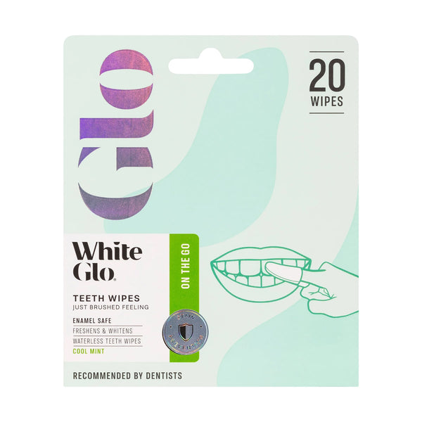White Glo Waterless Teeth Wipes, 20 Wipes